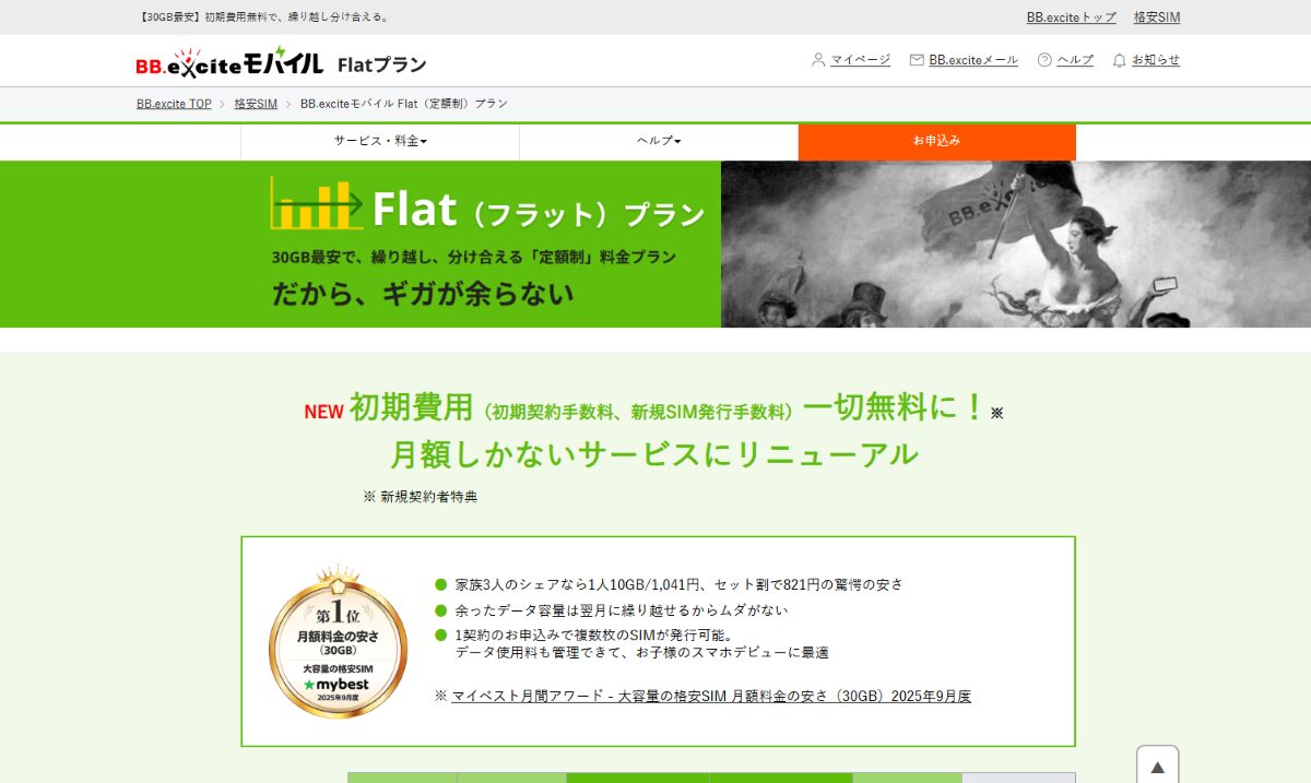 BB.exciteモバイル／Flatプラン 口コミ